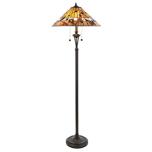 Interiors 1900 Bernwood 2 Light Dark Bronze Tiffany Floor Lamp 