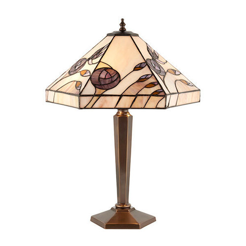 Interiors 1900 Damselfly 2 Light Dark Bronze Tiffany Table Lamp 