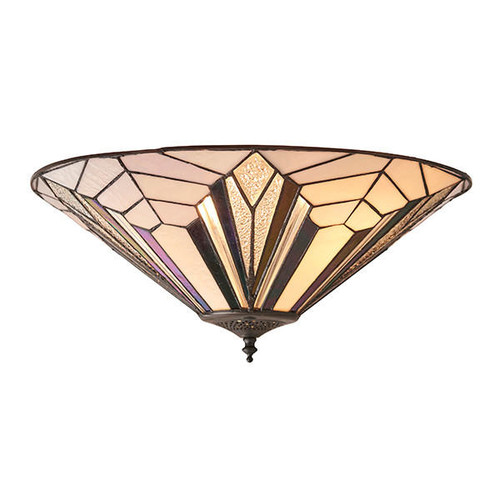 Interiors 1900 Astoria 2 Light Dark Bronze Tiffany Flush Ceiling Light 