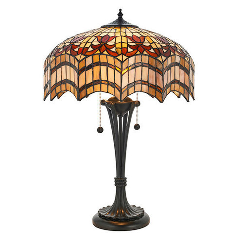 Interiors 1900 Vesta 2 Light Dark Bronze Tiffany Medium Table Lamp 