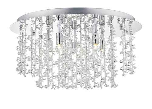 Sestina 5 Light Decorative Rods with Crystal Beads Flush Ceiling Light