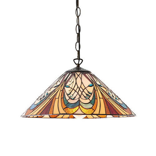 Interiors 1900 Hector Dark Bronze Tiffany Pendant Light 