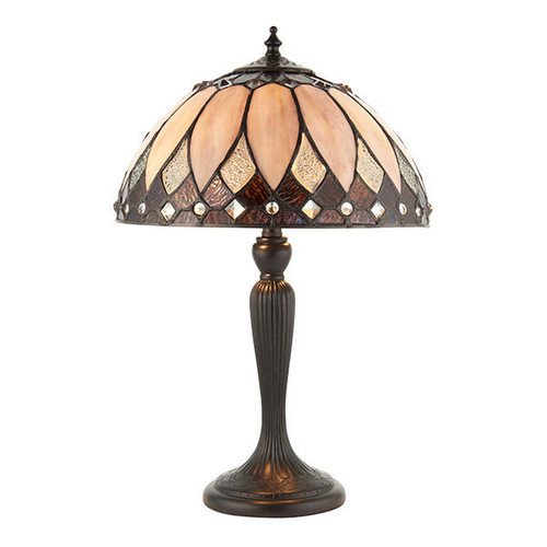 Interiors 1900 Brooklyn 2 Light Dark Bronze Tiffany Table Lamp 