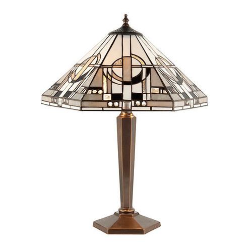 Interiors 1900 Metropolitan 2 Light Antique Patina Tiffany Table Lamp 