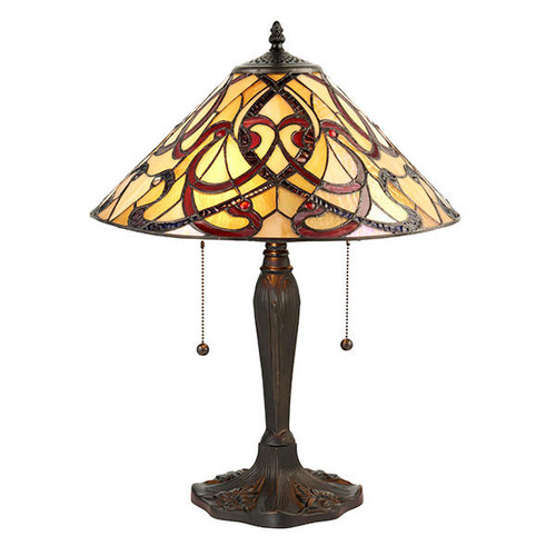 Interiors 1900 Ruban 2 Light Dark Bronze Tiffany Table Lamp 