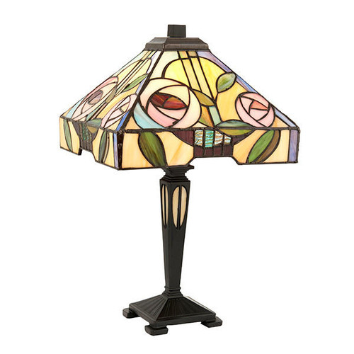 Interiors 1900 Willow Dark Bronze Tiffany Small Table Lamp 