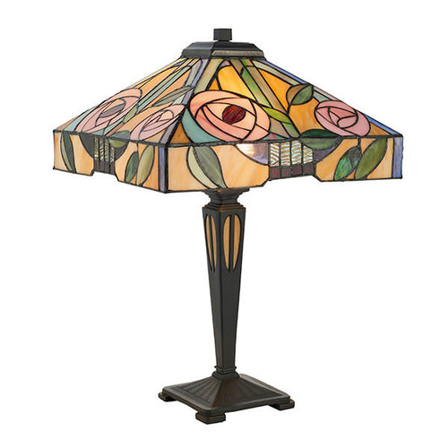 Interiors 1900 Willow 2 Light Dark Bronze Tiffany Medium Table Lamp 