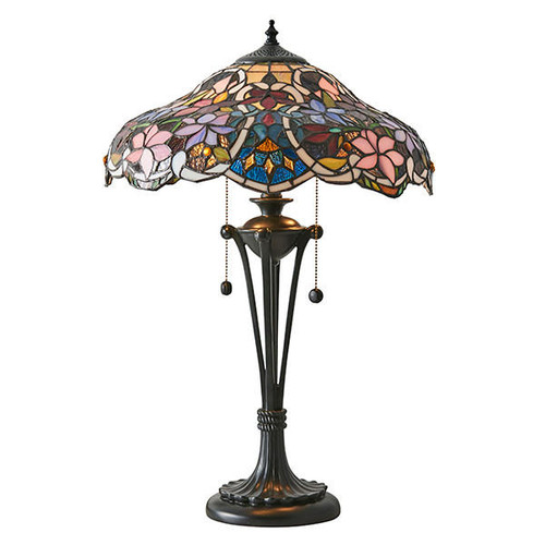Interiors 1900 Sullivan 2 Light Dark Bronze Tiffany Medium Table Lamp 