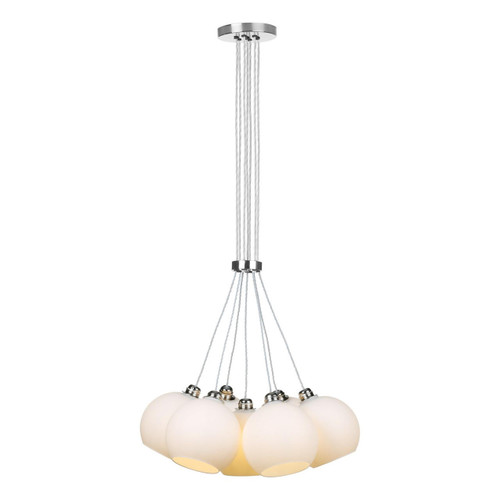 David Hunt Apollo 7 Light Polished Chrome with Opal Glass Pendant Light 