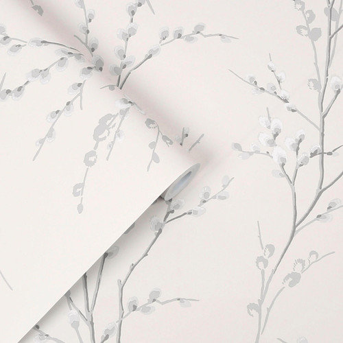 Laura Ashley Homeware Laura Ashley Off White and Steel Pussy Willow Wallpaper 