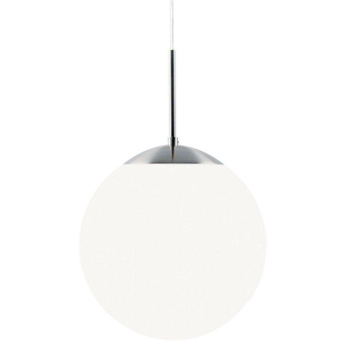 Nordlux Cafe 30 Silver with White Opal Glass Globe Pendant Light - Clearance 