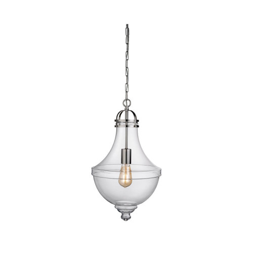 Searchlight Cairo Satin Silver with Clear Glass Pendant Light - Clearance 