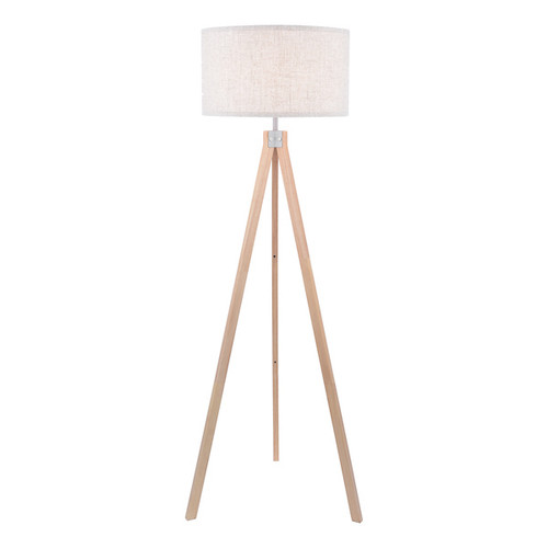 Armitage Light Wood with Shade Tripod Floor Lamp