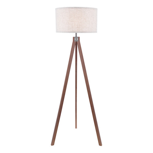 Armitage Dark Wood with Shade Tripod Floor Lamp