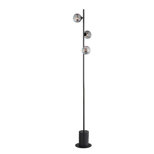 Spiral 3 Light Matt Black with Smoked Glass Floor Lamp