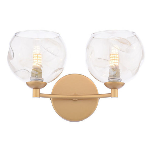 Dar Lighting Izzy 2 Light Polished Gold with Champagne Dimpled Glass Wall Light 