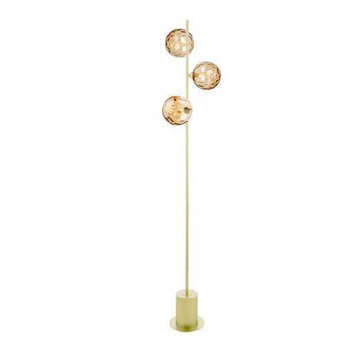 Dar Lighting Spiral 3 Light Matt Gold with Champagne Dimpled Glass Floor Lamp 