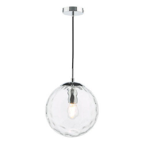 Dar Lighting Ripple Polished with Clear Glass Diffuser Pendant Light 
