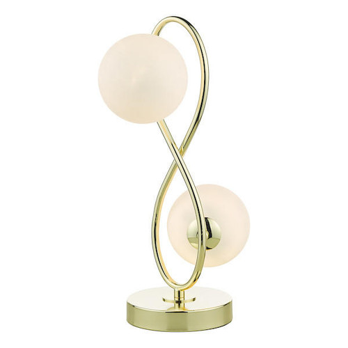 Dar Lighting Lysandra 2 Light Polished Gold with Opal Glass Diffuser Table Lamp 