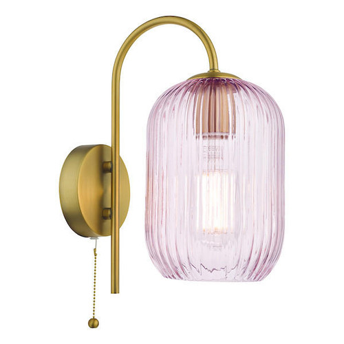 Dar Lighting Idra Aged Bronze with Pinked Ribbed Glass Wall Light 