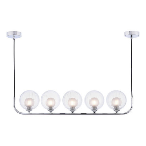 Dar Lighting Cradle 5 Light Polished Chrome with Clear and Opal Glass Bar Pendant Light 