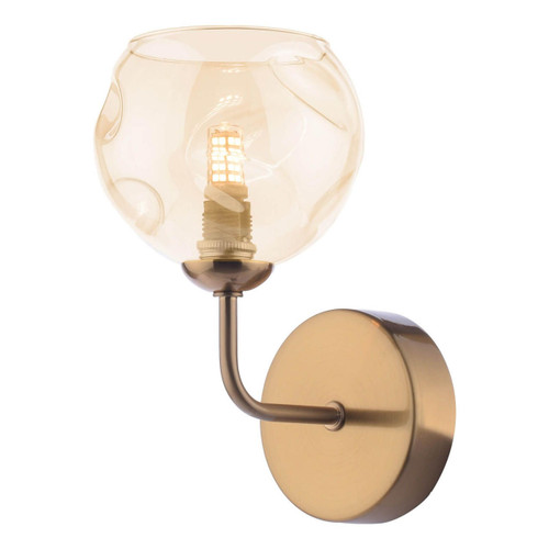Dar Lighting Feya Antique Bronze with Champagne Dimpled Glass Diffuser Wall Light 