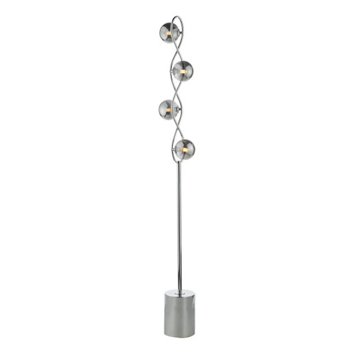 Dar Lighting Lysandra 4 Light Polished Chrome with Smoked Glass Diffuser Floor Lamp 