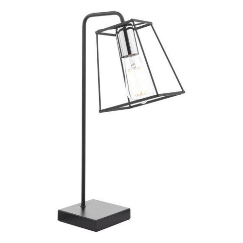 Dar Lighting Tower Matt Black and Polished Chrome Table Lamp 