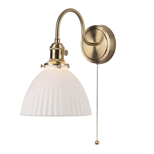 Dar Lighting Hadano Natural Brass with Ceramic Domed Shade Wall Light 