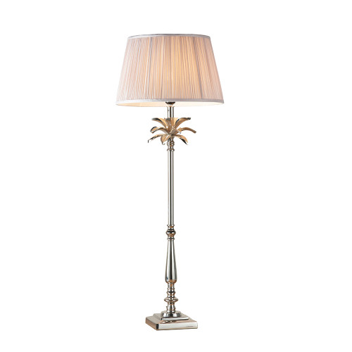 Leaf Tall and Freya Polished Nickel with Dusky Shade Table Lamp