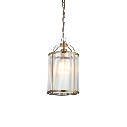 Lambeth Ribbed Antique Brass with Clear Diffuser Pendant Light