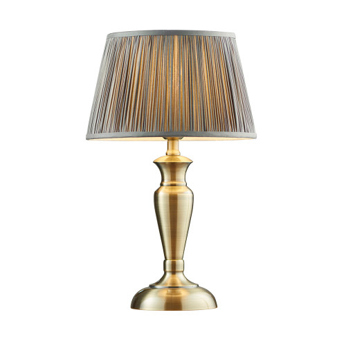 Oslo and Freya Antique Brass with Charcoal Shade 52.5cm Table Lamp