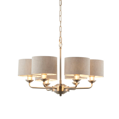 Highclere 6 Light Brushed Chrome with Charcoal Shades Pendant Light