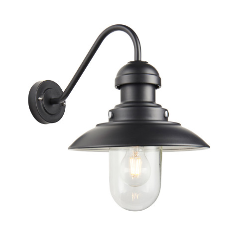 Hereford Matt Black with Clear Diffuser IP44 Wall Light