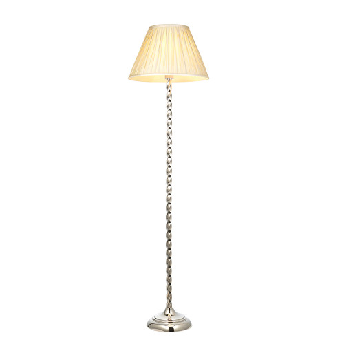 Suki and Chatsworth Polished Nickel with Ivory Shade Floor Lamp