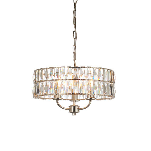 Clifton 3 Light Bright Nickel with Crystal Diffuser Pendant Light