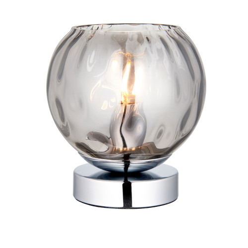 Dimple Polished Chrome with Smoke Glass Diffuser Table Lamp