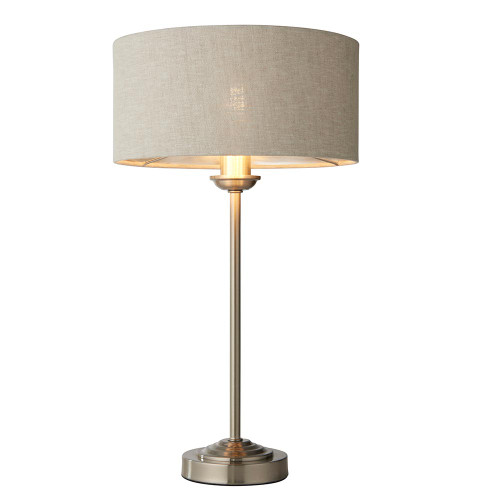 Highclere Brushed Chrome with Natural Shade Table Lamp