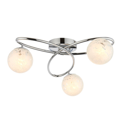 Maye 3 Light Chrome with White Shades Semi Flush Ceiling Light