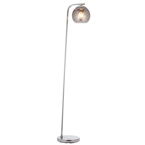 Dimple Polished Chrome with Smoke Glass Diffuser Floor Lamp