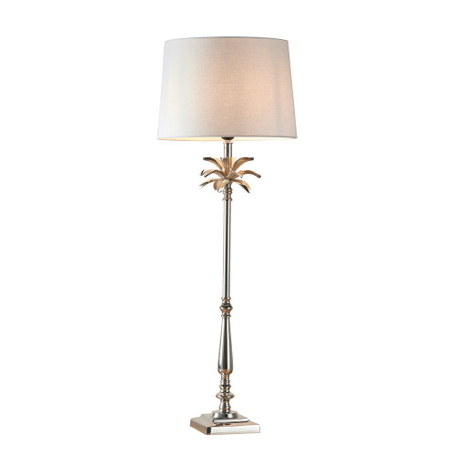 Leaf and Mia Polished Nickel with White Shade Table Lamp