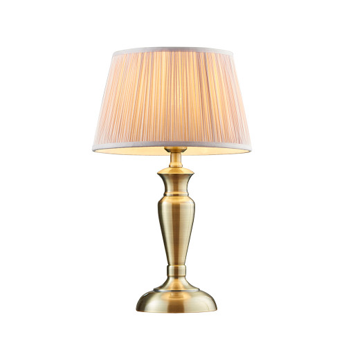 Oslo and Freya Antique Brass with Dusky Pink Shade 52.5cm Table Lamp