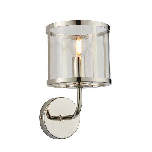 Hopton Bright Nickel with Clear Diffuser Wall Light