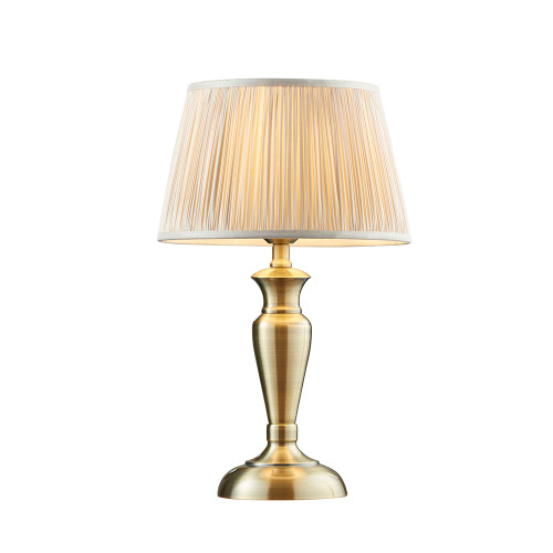 Oslo and Freya Antique Brass with Oyster Shade 52.5cm Table Lamp