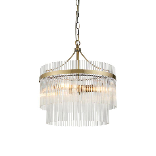 Marietta 3 Light Antique Brass with Crystal Rods Pendant Light