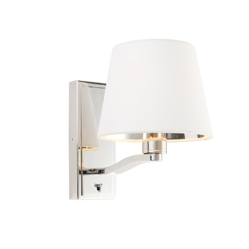 Harve Bright Nickel with White Shade Wall Light