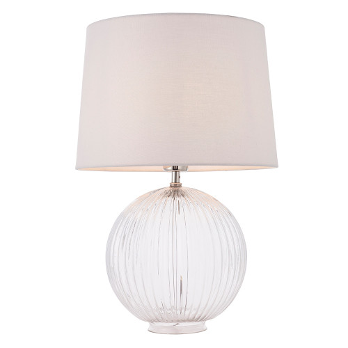 Jemma and Evie Satin Nickel with Vintage White Shade Table Lamp