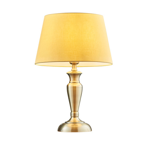 Oslo and Evie Antique Brass with Yellow Shade 55.5cm Table Lamp