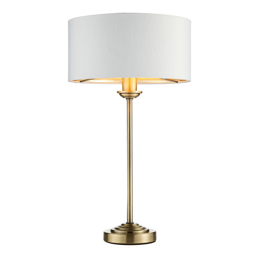 Highclere Antique Brass with Vintage White Shade Table Lamp