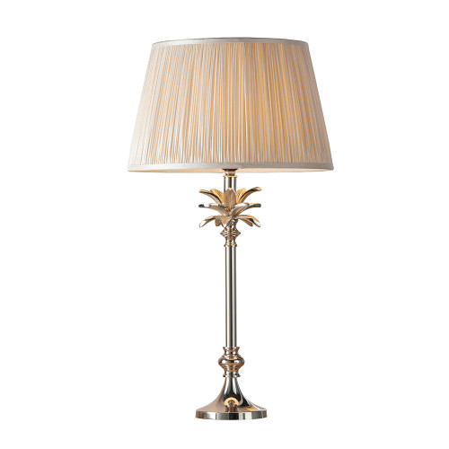 Leaf and Freya Polished Nickel with Oyster Shade 67.5cm Table Lamp